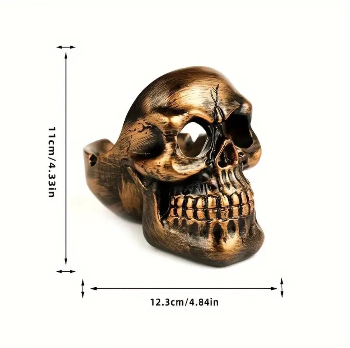 Cendrier crâne en résine bronze
