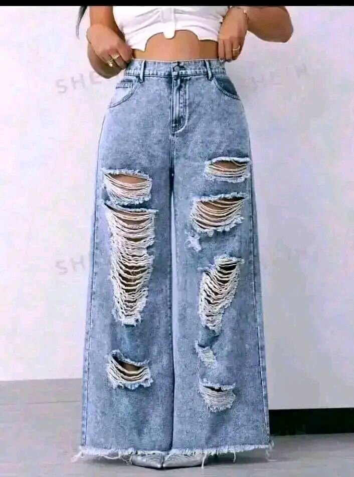 Jean déchiré tendance femme