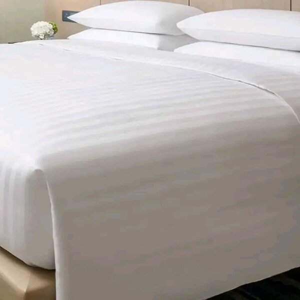 2 plain bedsheets with 4 pillow cases