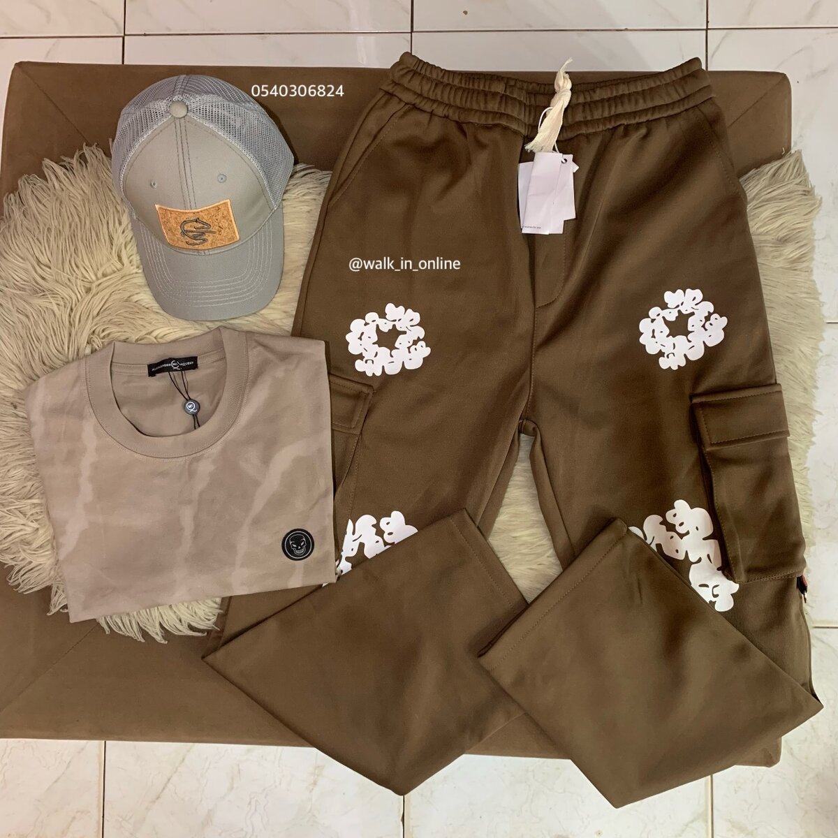 One cap, one T-shirt and one long sweatpants