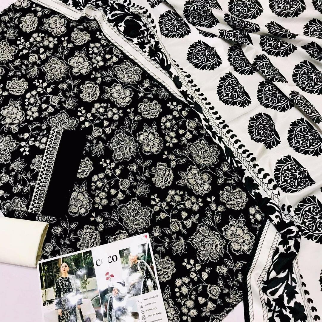 3 Pcs Woman's Unstitched Suit