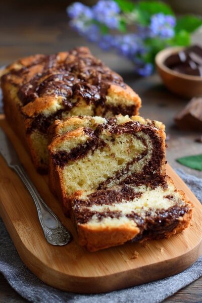 Cake marbré moelleux chocolat