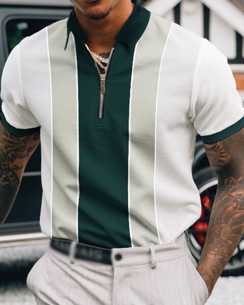 Polo Homme Rayé Élégant