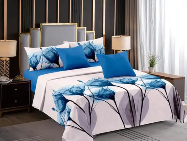 Parure de lit florale bleue