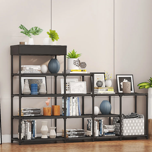 ÉTAGÈRE DE RANGEMENT DE CHAUSSURES EN TISSU ET METAL