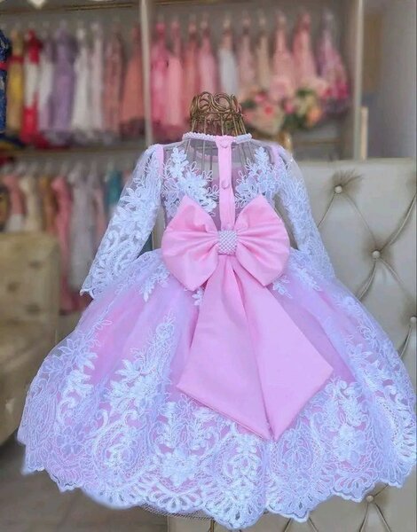 Robe Enfant Dentelle Rose