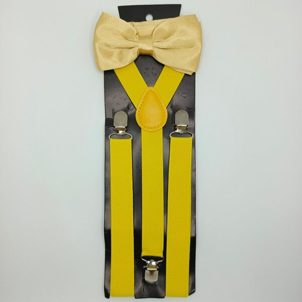 Set nœud papillon et bretelles jaunes