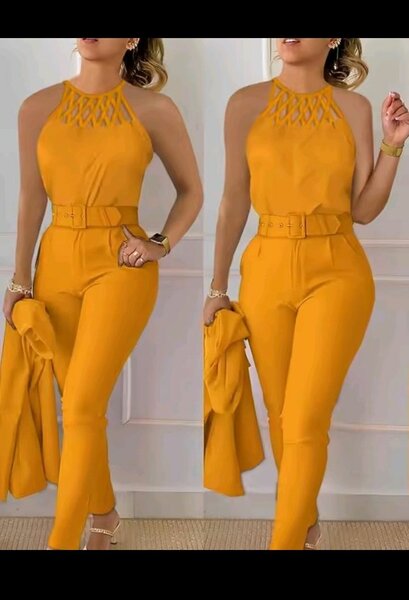 Combinaison élégante jaune femme