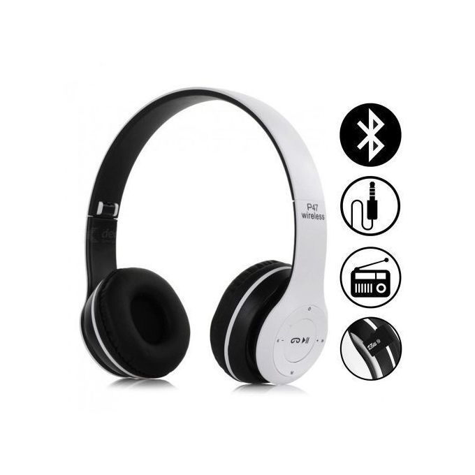 Casque Bluetooth P47 Microphone Wireless Blanc