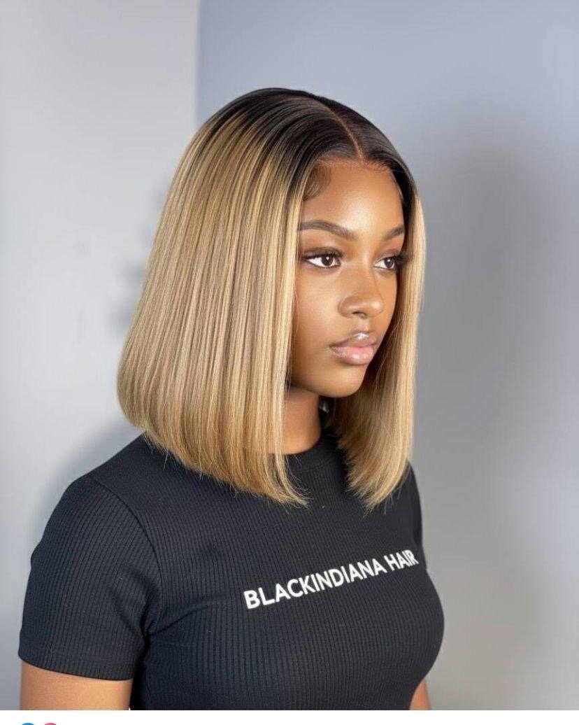 Perruque Bob en Dentelle Colorée