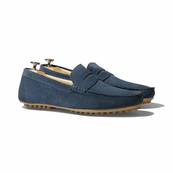 Mocassins Rudys en cuir bleu jean.