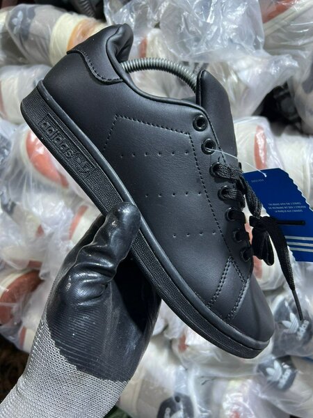 Baskets en cuir noir unisexe