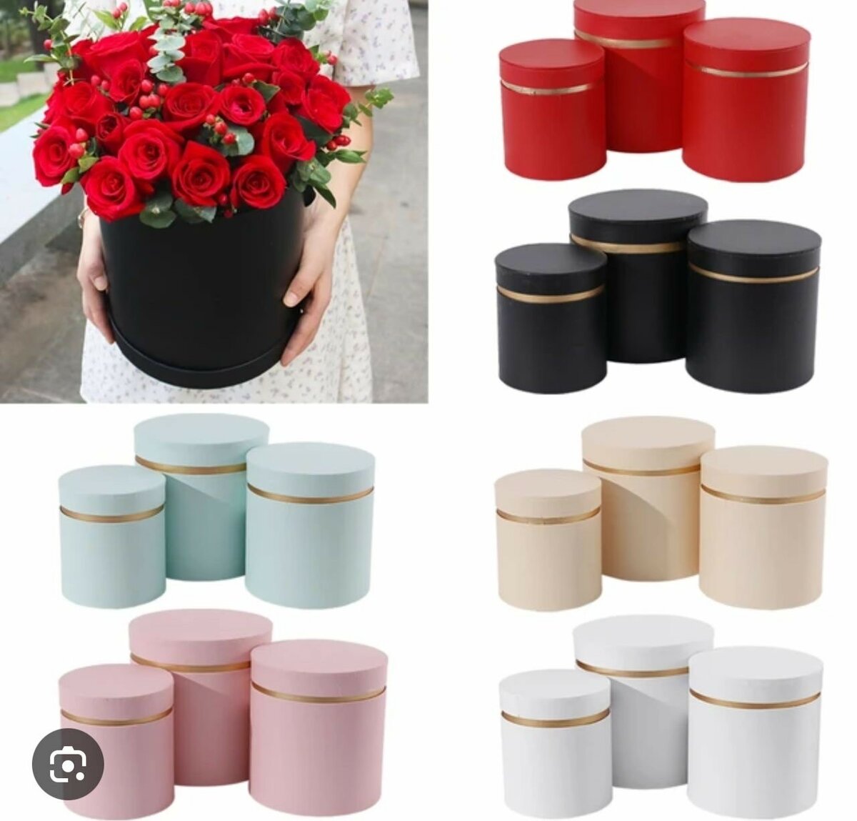 3pcs floral round boxes