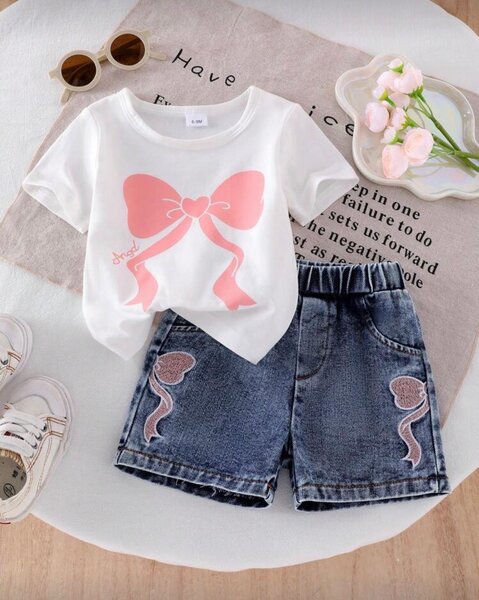 Ensemble Fille - T-Shirt et Short en Jean