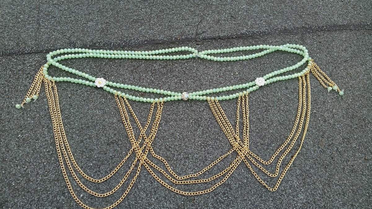 Ceinture à chaîne de hanche en perles colorées