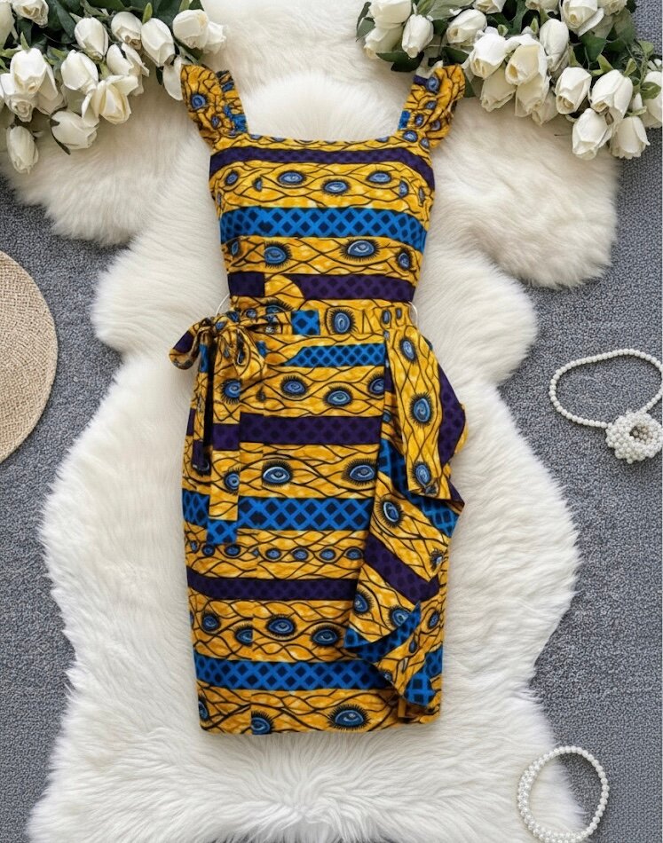 Robe en Wax Coloré Élégante