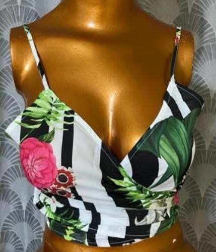 Top à motif floral rayé