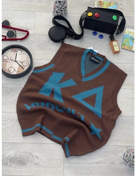 Gilet en Tricot Marron Homme