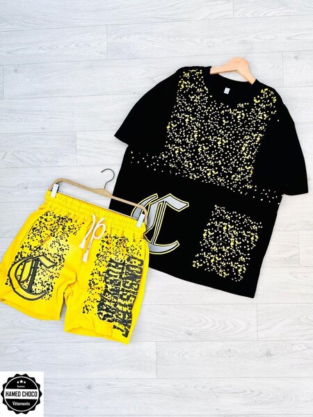 Ensemble Décontracté Noir et Jaune