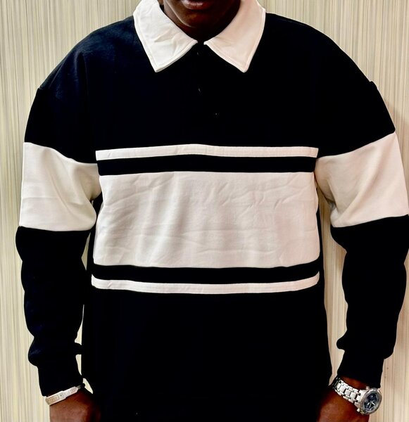 Sweat-shirt à col polo rayé