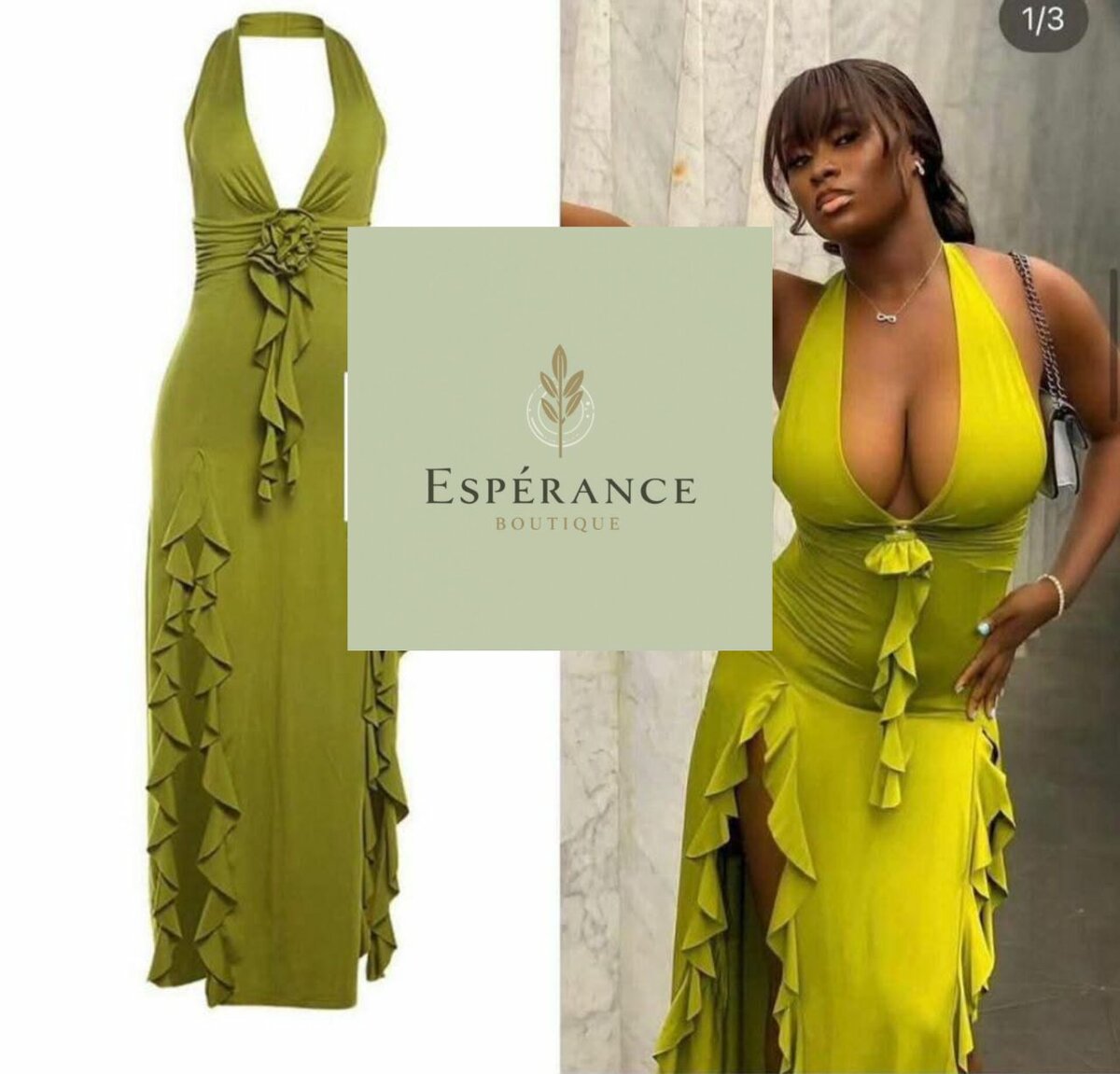 Robe longue élégante verte