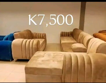 Corner and straight sofa set, brown color