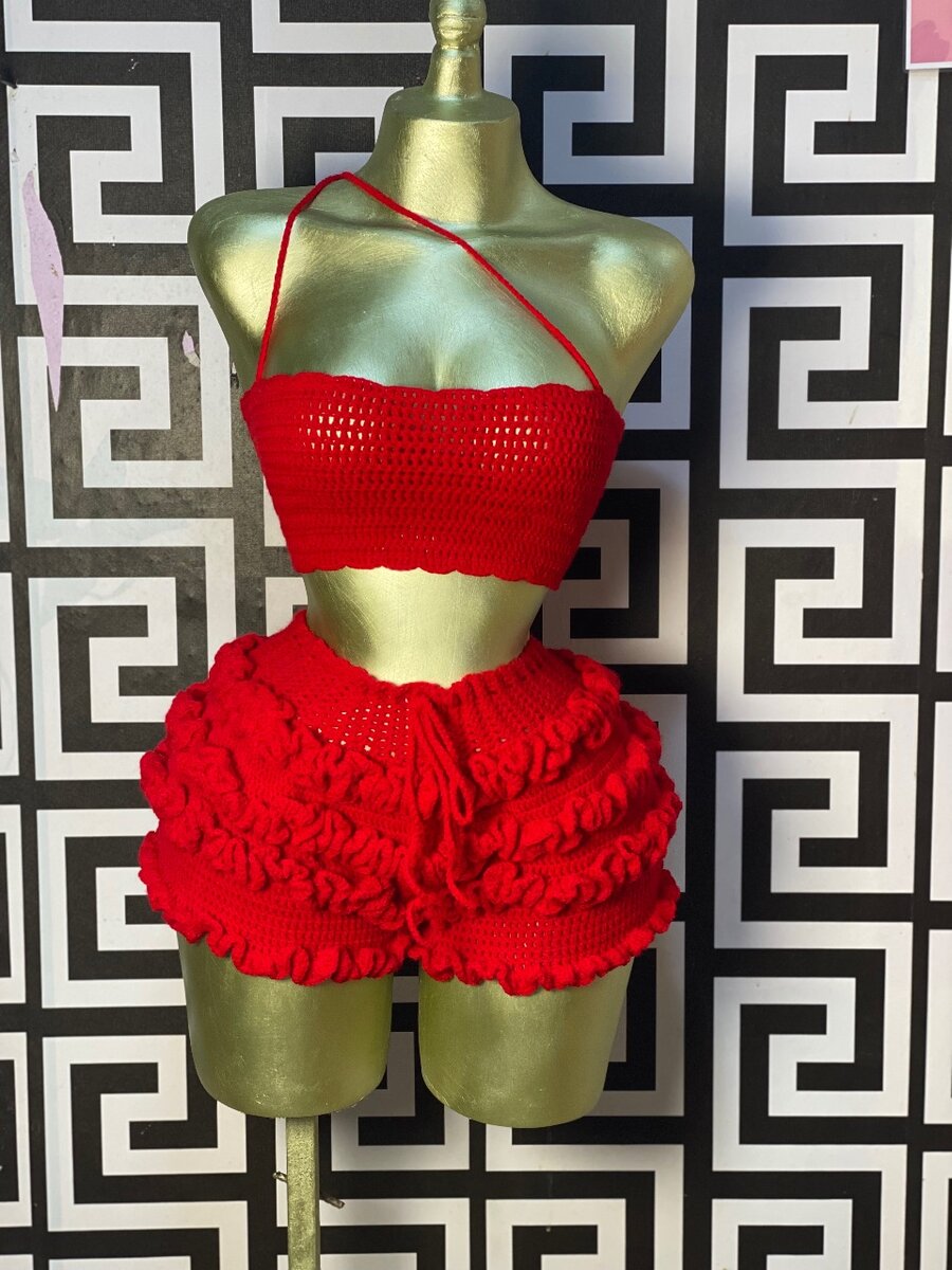 Ensemble tricoté rouge tendance