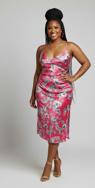 Robe Midi Florale Satinée