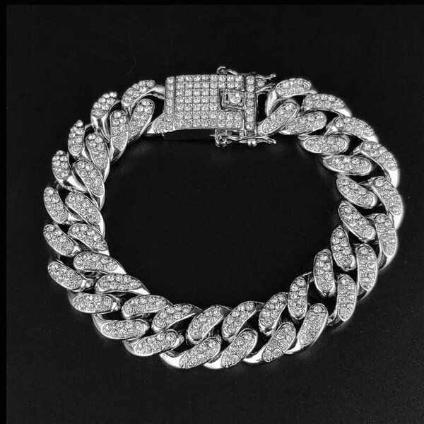 Silver Ice Cuban Mens Braclet