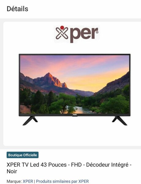 XPER TV LED 43 Pouces FHD