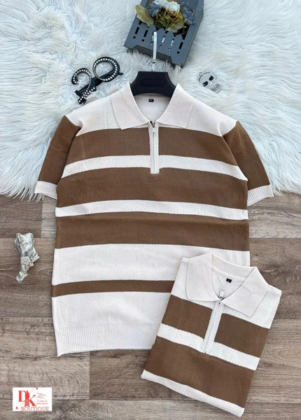 Pull rayé à manches courtes