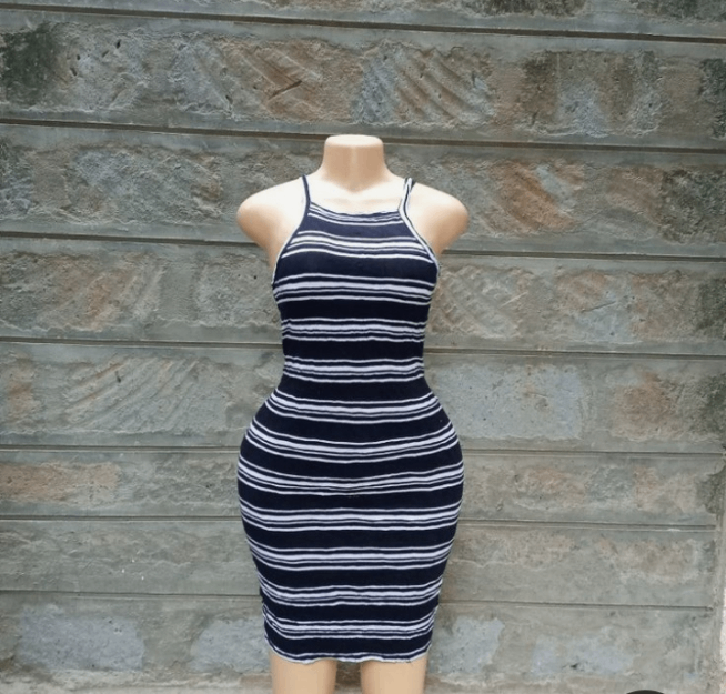 Robe moulante rayée femme