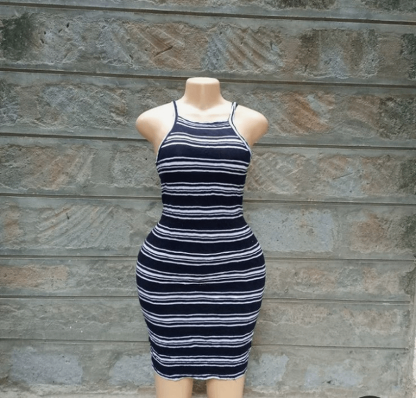 Robe moulante rayée femme