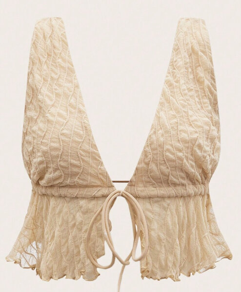 Top crochet beige pour femme