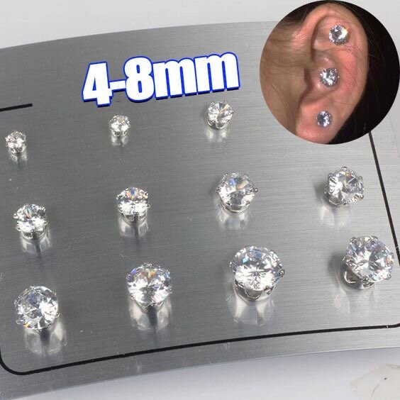 Boucles d'oreilles en zirconium 4-8mm