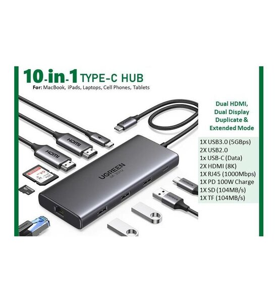 Hub USB-C 10-en-1 multifonction