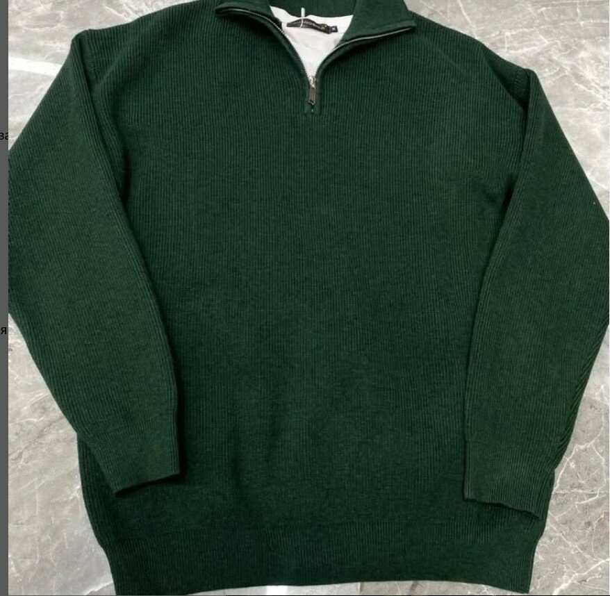 Свитер с горловиной на молнии, изумрудный цвет