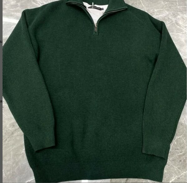 Свитер с горловиной на молнии, изумрудный цвет
