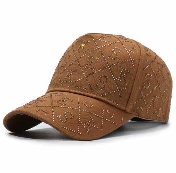 Casquette marron strass chic