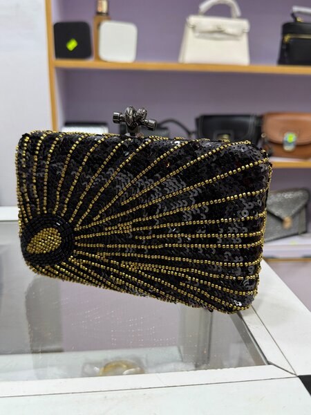 Black & Gold luxury beaded and sequins purse