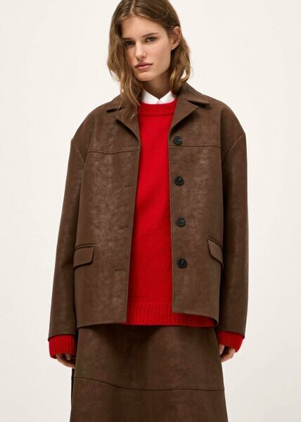 Brown faux leather women’s jacket