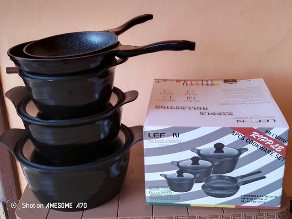 Lefon 8pc nonstick cookware set with 2 fry pan