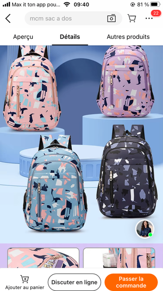 Sac à dos coloré tendance