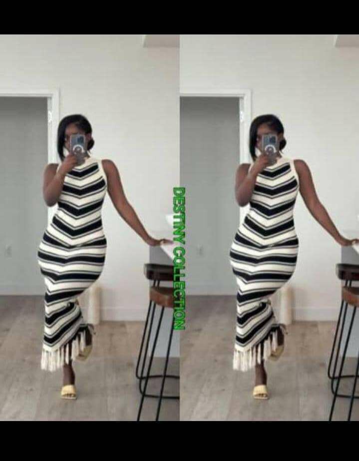 Robe Longue Rayée Élegante