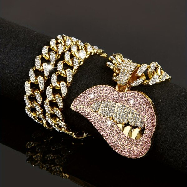 Collier pendentif hip-hop doré