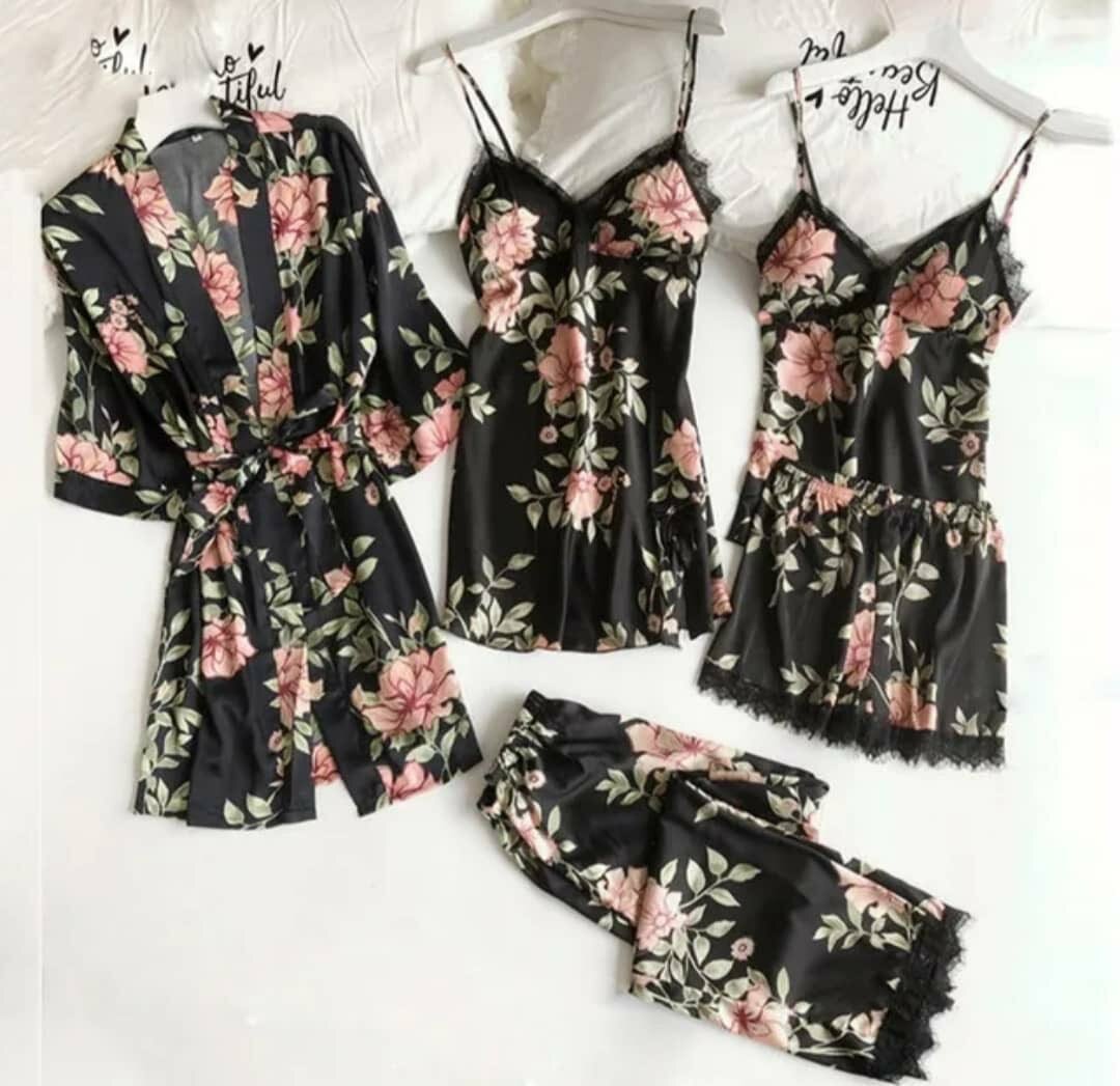 Ensemble de Pyjama Satin Floral