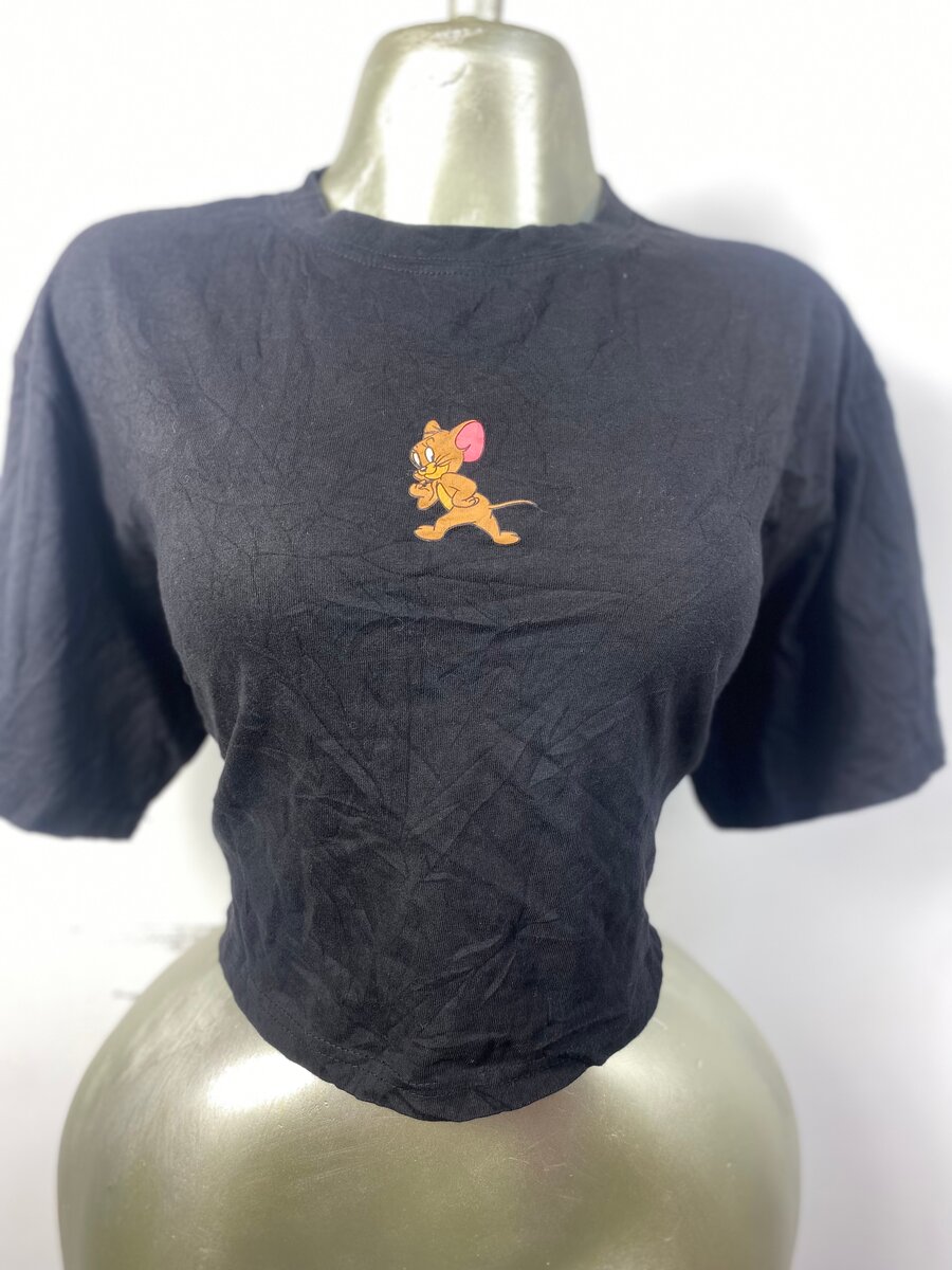 T-shirt court noir imprimé