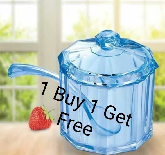 Sugar Pot With Spoon and Lid Cover ,