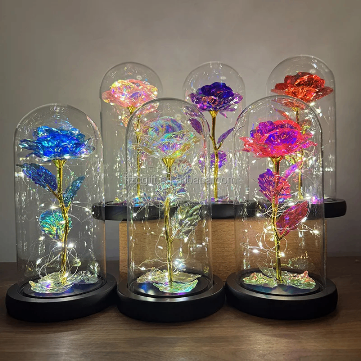 Rose éternelle LED sous verre