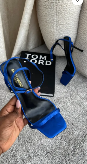 Lisa Blue Ankle Strap Heels